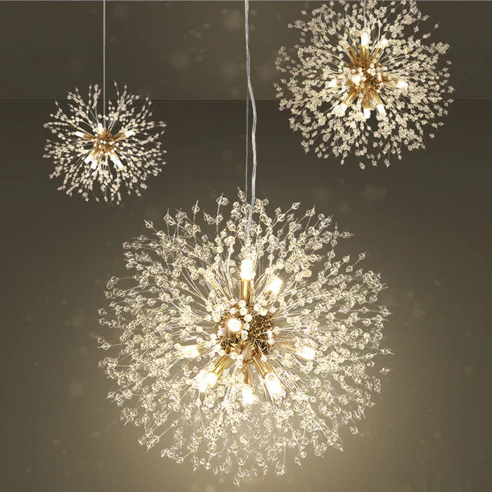 Luxurious Crystal Chandelier Pendant Light Fixture Dandelion Design Gold — Image 5