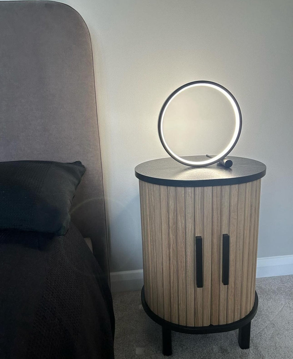 Modern LED Ring Table Lamp with Touch Control, Adjustable Brightness, Black/White, Minimalist Design — Image 17