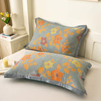 Floral Quilt Set Cotton Reversible Bedding Blue Orange Full/Queen — Image 7