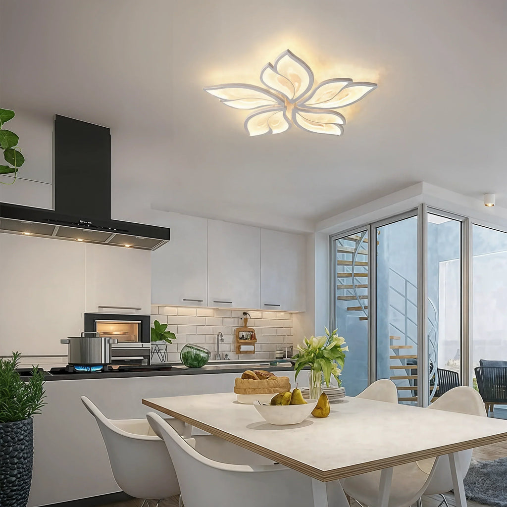 Modern LED Ceiling Light Fixture Flower Design Adjustable Brightness White — Image 3