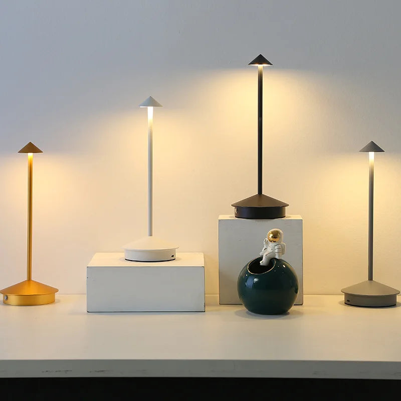 Modern LED Table Lamp Metal Touch Control USB Rechargeable Gold — Image 3