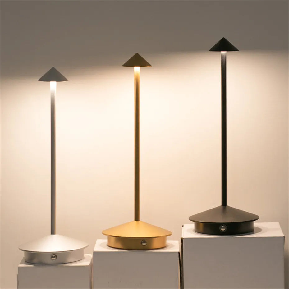 Modern LED Table Lamp Metal Touch Control USB Rechargeable Gold — Image 8