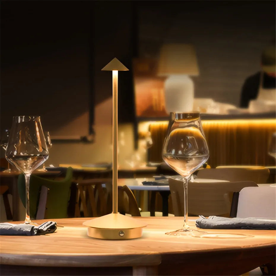 Modern LED Table Lamp Metal Touch Control USB Rechargeable Gold — Image 9