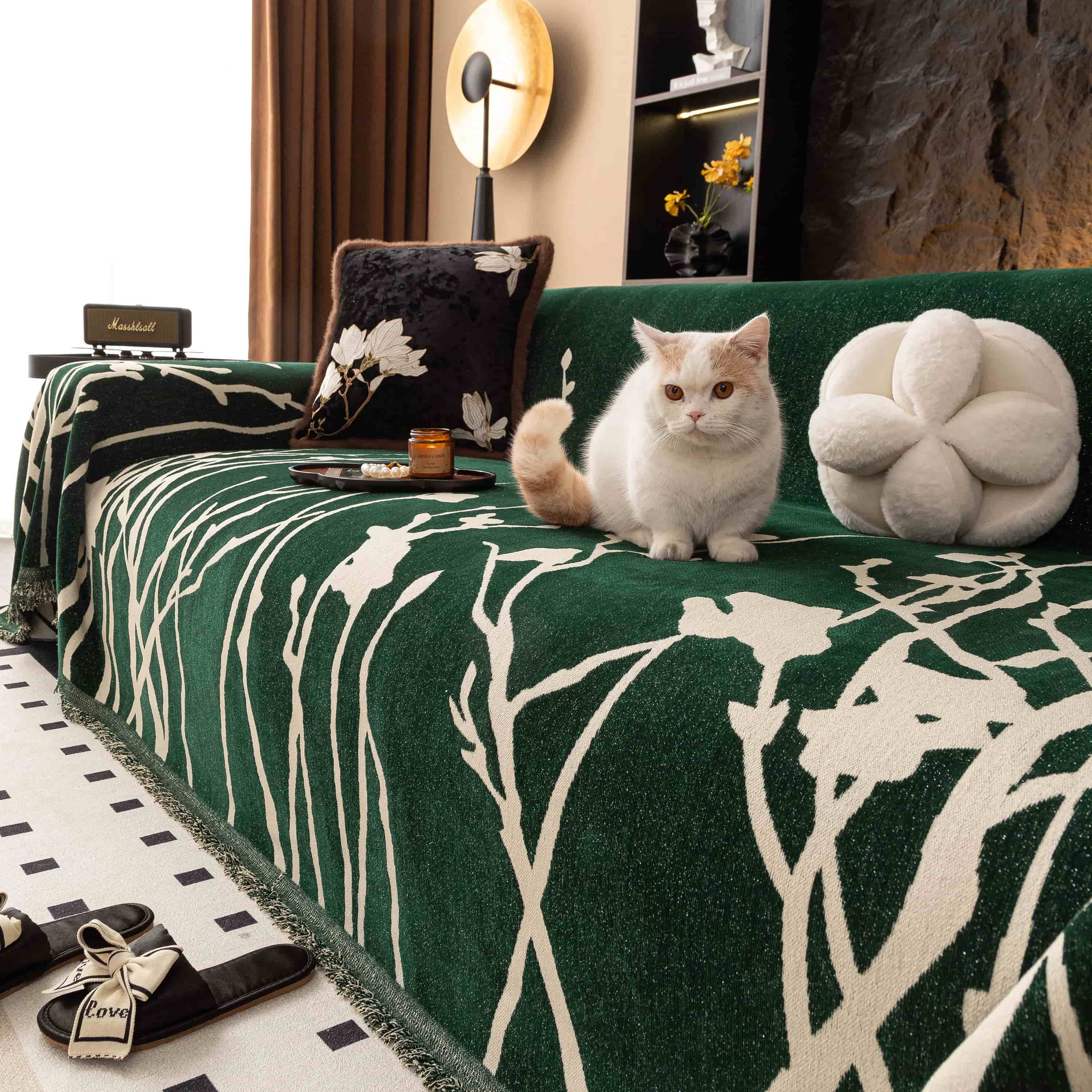 Luxury Chenille Sofa Cover Floral Pattern Couch Protector — Image 12