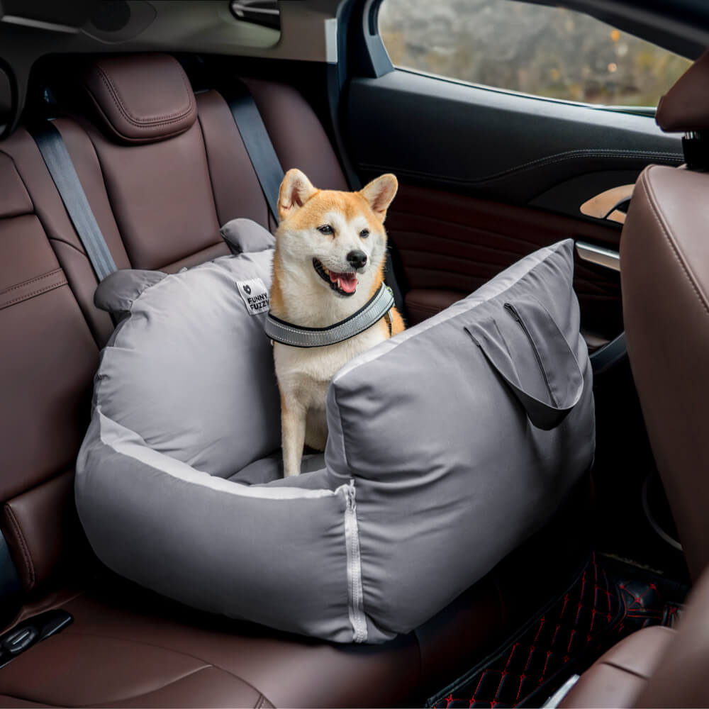 Funny Fuzzy Pet Car Seat Bed Convertible Travel Carrier with Safety Strap and Zipper Design — Image 14