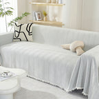 Elegant Herringbone Sofa Throw Blanket Cotton Blend Tassel Fringe Blue Living Room Decor — Image 11