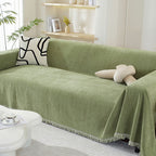 Elegant Herringbone Sofa Throw Blanket Cotton Blend Tassel Fringe Blue Living Room Decor — Image 17