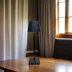 Modern LED Table Lamp Metal USB Rechargeable Touch Control Black — Main Image
