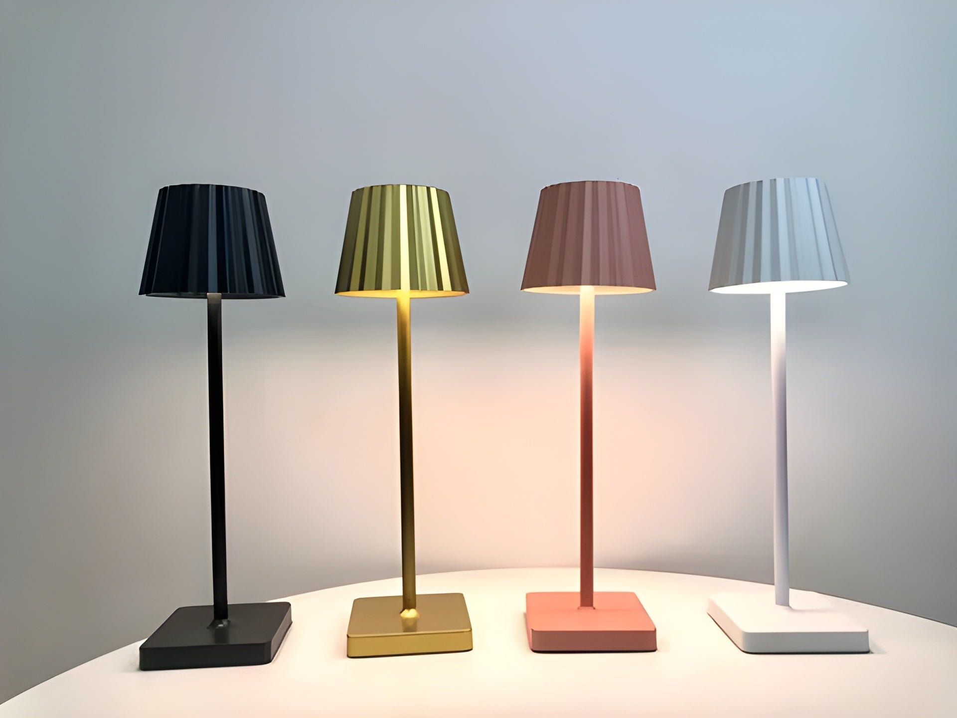 Modern LED Table Lamp Metal USB Rechargeable Touch Control Black — Image 2