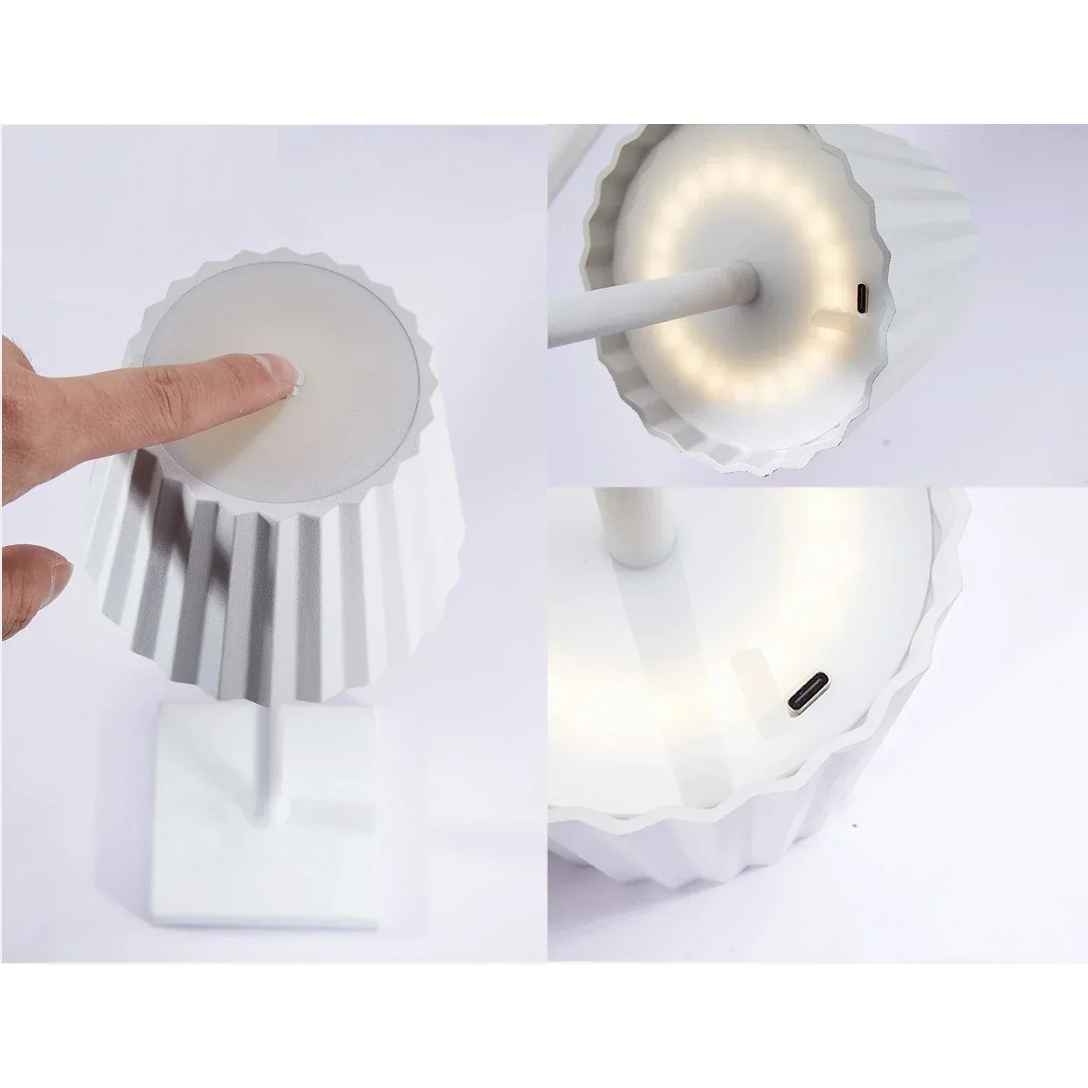 Modern LED Table Lamp Metal USB Rechargeable Touch Control Black — Image 5