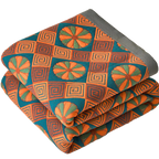 Geometric Quilted Bedspread Set Cotton Orange Green Pattern King Size Reversible — Image 4