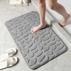 Luxury Memory Foam Bath Mat Non-Slip Absorbent Pebble Design Beige 40x60cm — Image 4