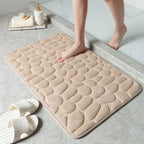 Luxury Memory Foam Bath Mat Non-Slip Absorbent Pebble Design Beige 40x60cm — Image 5