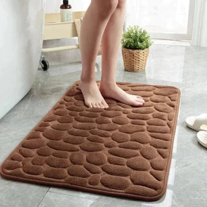 Luxurious Non-Slip Memory Foam Bath Mat Pebble Design Quick-Dry Absorbent Bathroom Rug Various Colors — Image 3
