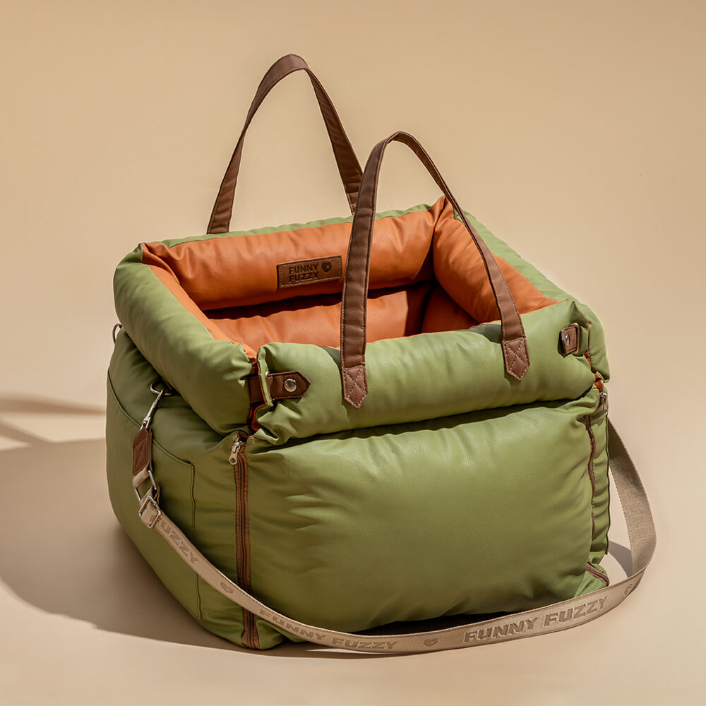 Funny Fuzzy Pet Car Seat Carrier Green Waterproof Anti-Scratch Travel Bed for Dogs Cats — Image 19