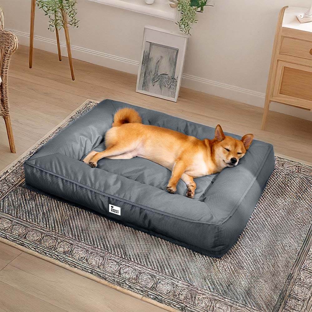 Funny Fuzzy Orthopedic Dog Bed Blue Waterproof Oxford Fabric Large — Image 18