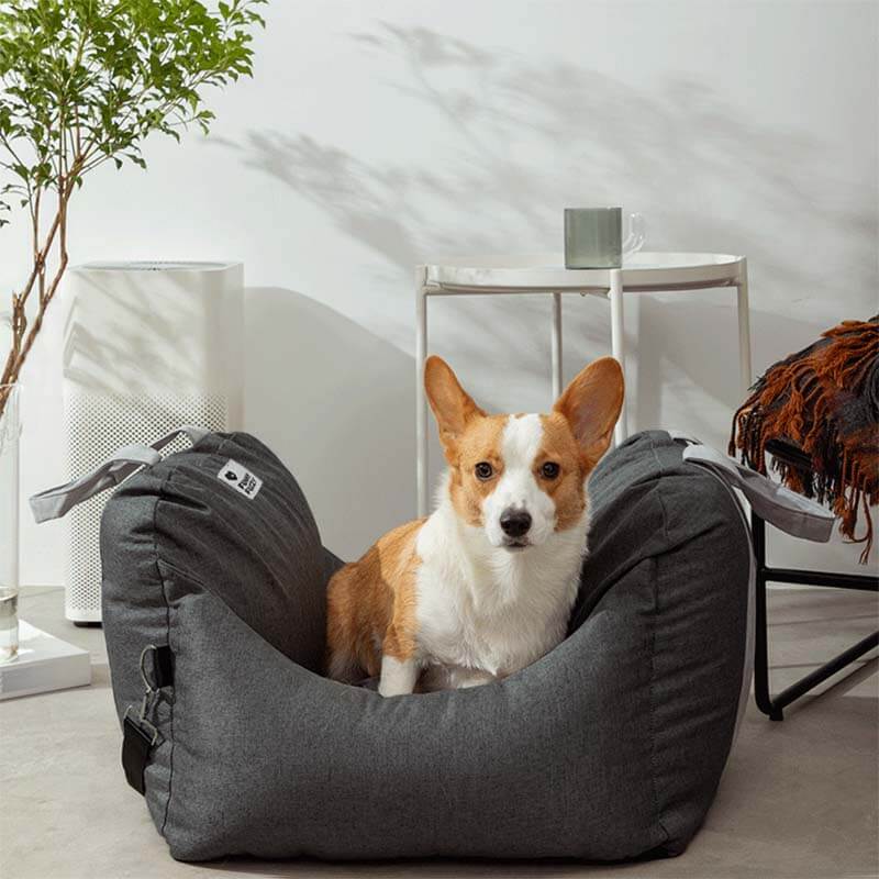 Funny Fuzzy Pet Car Seat Bed Soft Washable Cushion Safety Strap Anti-Slip Bottom — Image 15