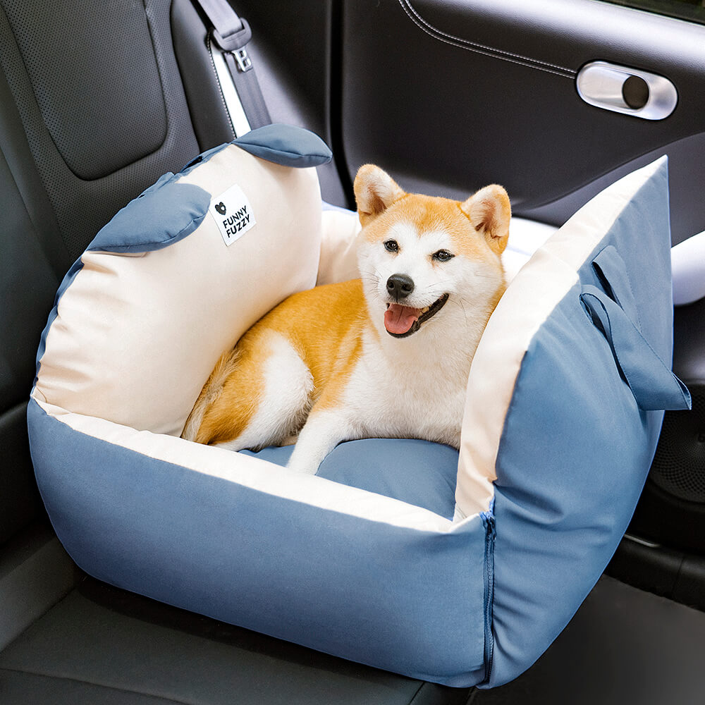 Funny Fuzzy Pet Car Seat Bed Convertible Travel Carrier with Safety Strap and Zipper Design — Image 15