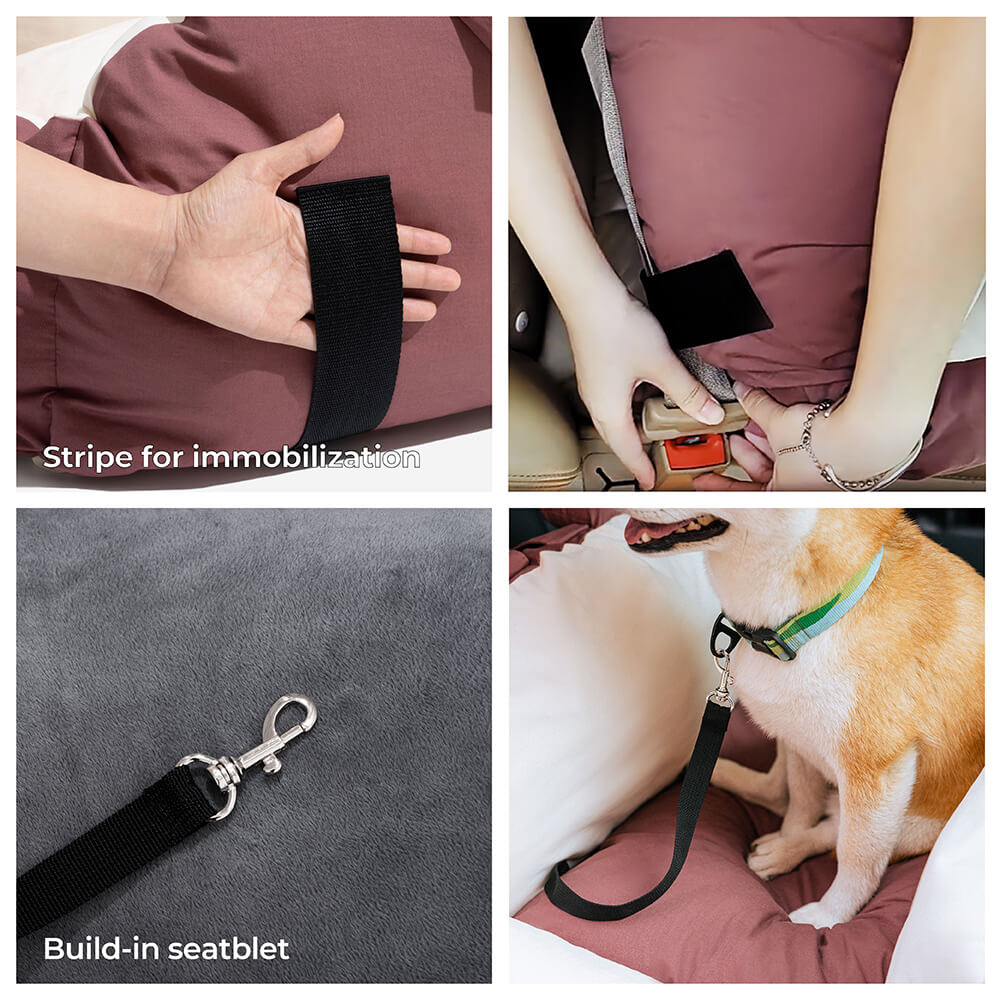 Funny Fuzzy Pet Car Seat Bed Convertible Travel Carrier with Safety Strap and Zipper Design — Image 4