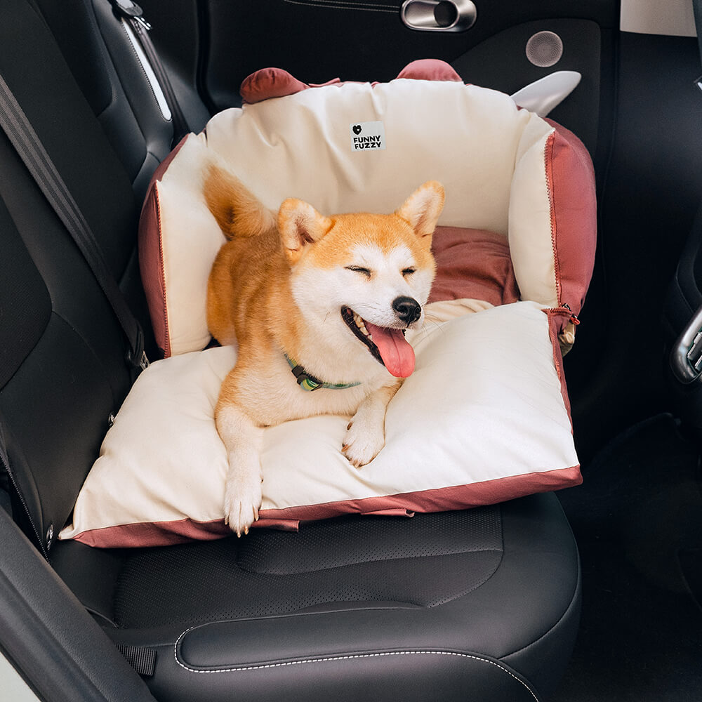 Funny Fuzzy Pet Car Seat Bed Convertible Travel Carrier with Safety Strap and Zipper Design — Image 6
