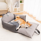 Funny Fuzzy Pet Car Seat Bed Convertible Travel Carrier with Safety Strap and Zipper Design — Image 9
