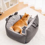 Funny Fuzzy Pet Car Seat Bed Convertible Travel Carrier with Safety Strap and Zipper Design — Image 8