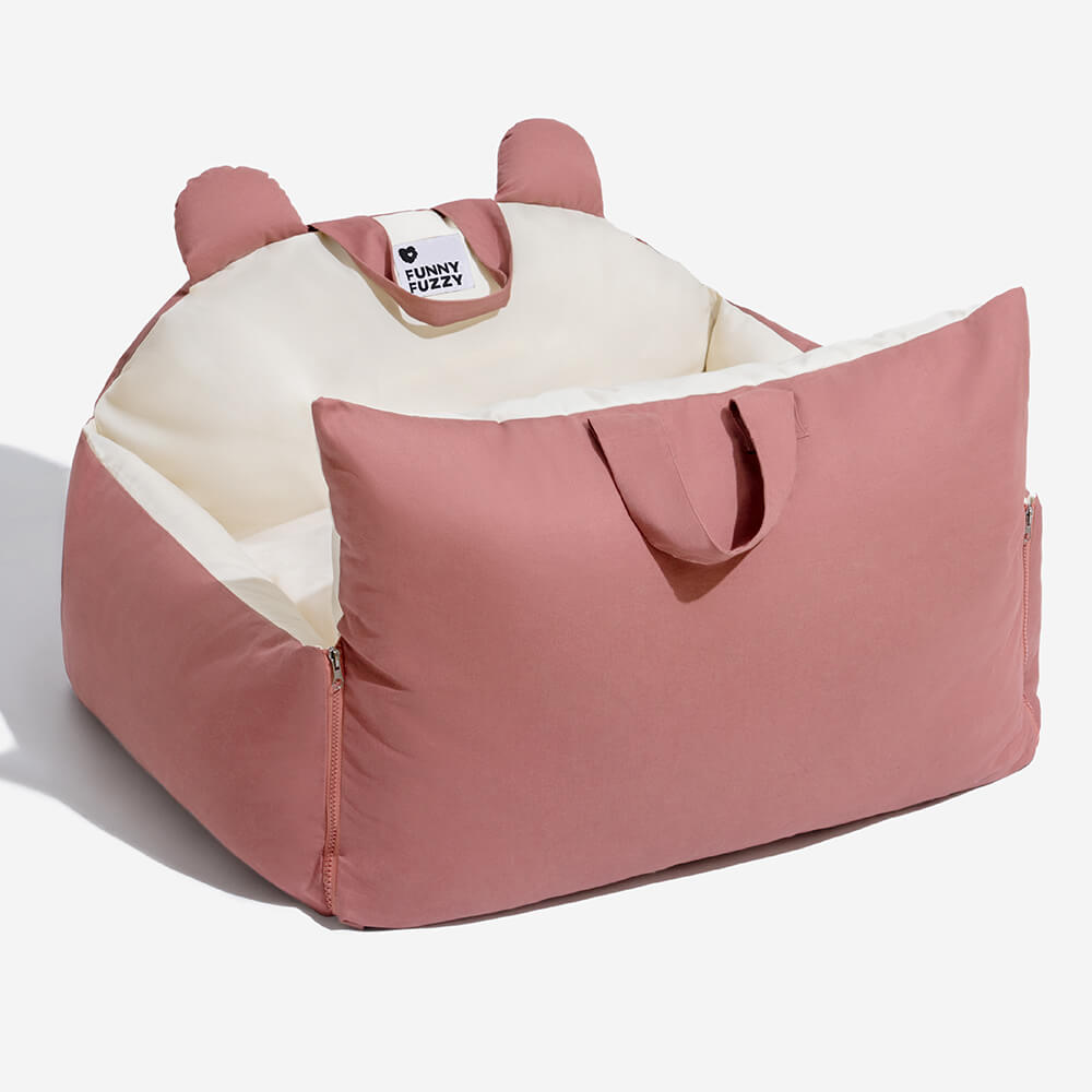 Funny Fuzzy Pet Car Seat Bed Convertible Travel Carrier with Safety Strap and Zipper Design — Image 21