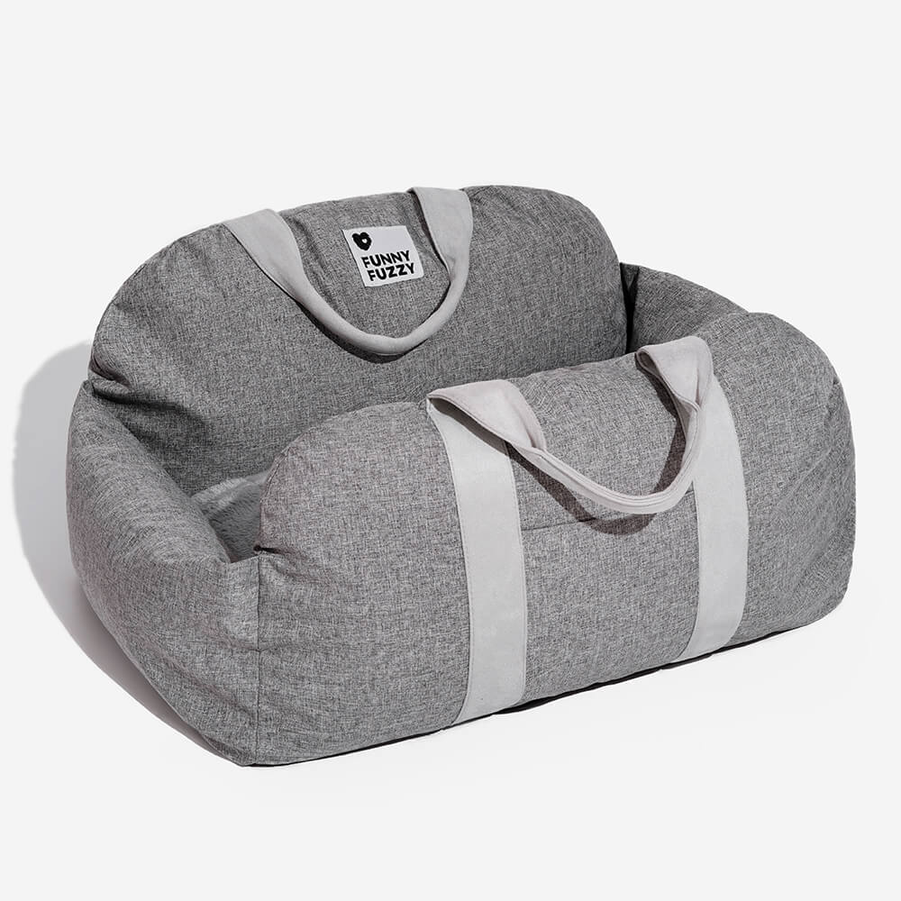 Funny Fuzzy Pet Car Seat Bed Soft Washable Cushion Safety Strap Anti-Slip Bottom — Image 24