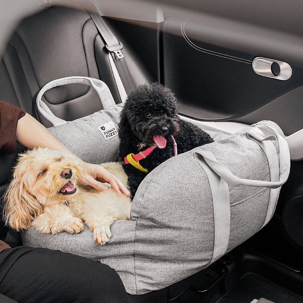 Funny Fuzzy Pet Car Seat Bed Soft Washable Cushion Safety Strap Anti-Slip Bottom — Image 13