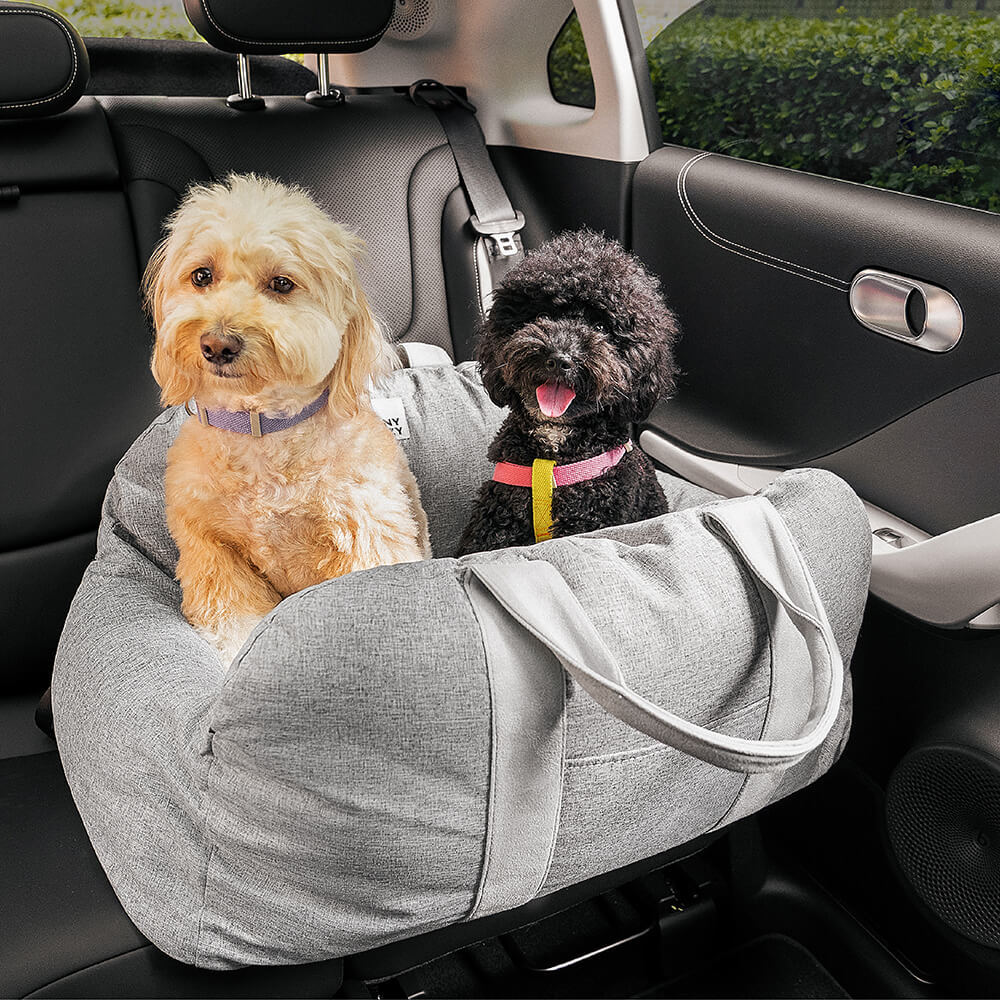Funny Fuzzy Pet Car Seat Bed Soft Washable Cushion Safety Strap Anti-Slip Bottom — Image 5