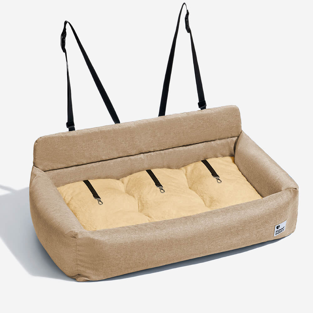 Funny Fuzzy Pet Car Seat Bed Durable Washable Fabric Safety Straps Anti-Slip Design for Dogs — Image 19