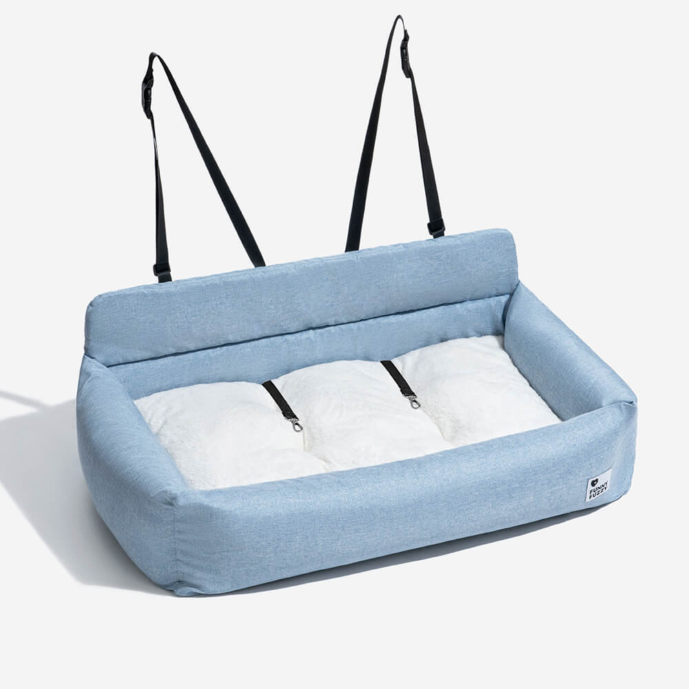 Funny Fuzzy Pet Car Seat Bed Durable Washable Fabric Safety Straps Anti-Slip Design for Dogs — Image 21