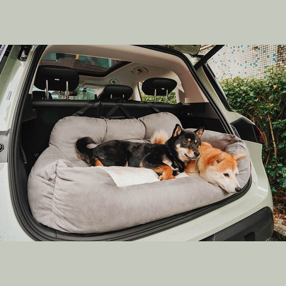 Funny Fuzzy Pet Car Seat Bed Plush Cushion Safety Belts Gray — Image 14