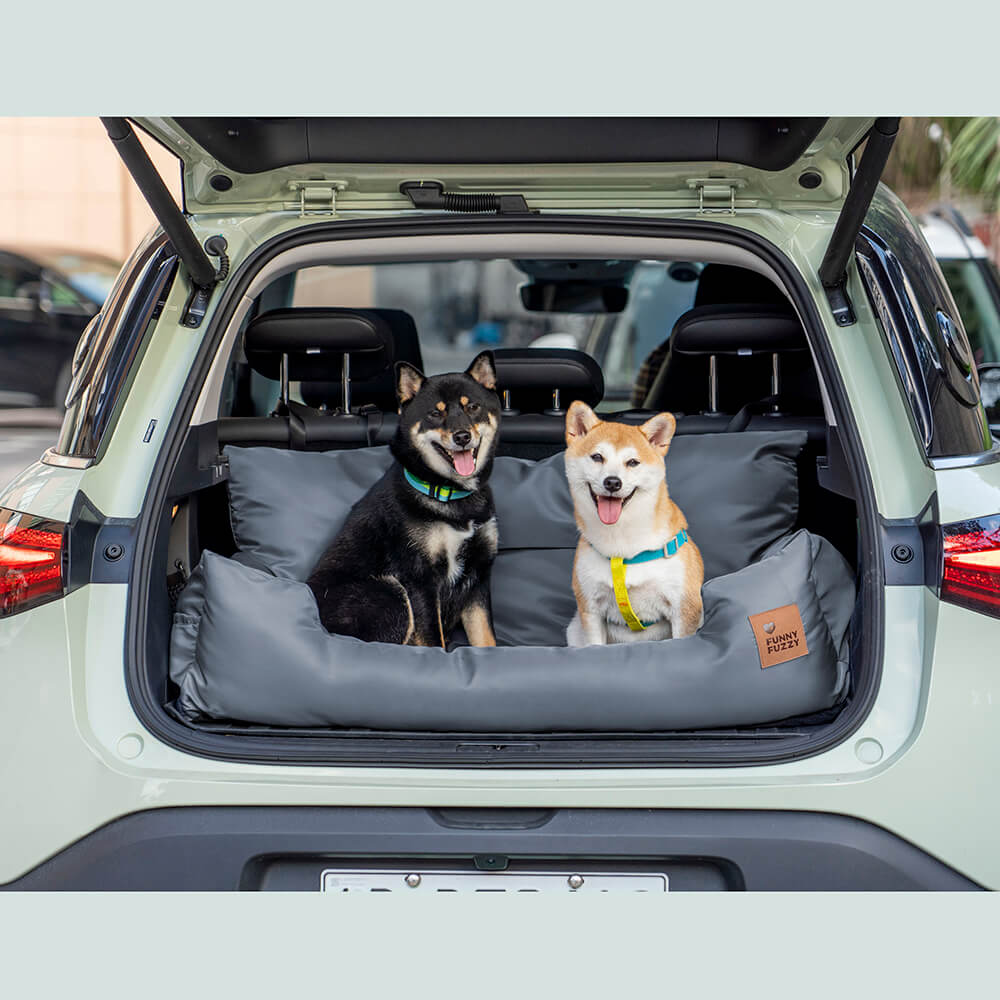 Funny Fuzzy Pet Car Seat Bed Plush Cushion Safety Belts Gray — Image 13