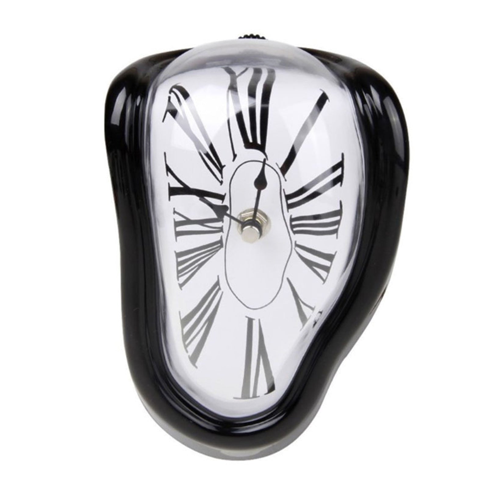 Modern Melting Shelf Clock Roman Numerals Art-Inspired Desk Decor Silver — Image 10