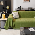 Luxury Sofa Cover Cotton Blend Herringbone Pattern Green Washable Protector — Image 6