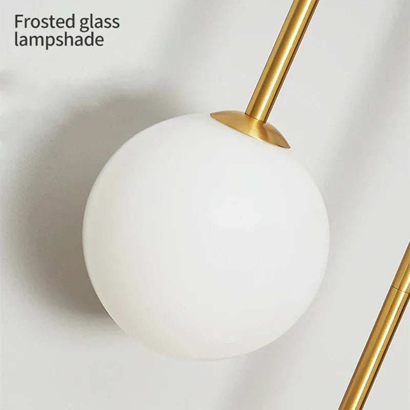 Modern Wall Sconce Light Fixture Iron Frosted Glass Dual Globe 56cm Gold — Image 6
