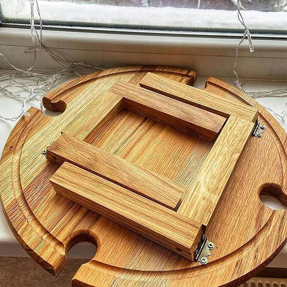 Portable Wooden Outdoor Folding Picnic Table with Wine Glass Holders 35cm — Image 5