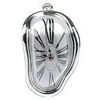Modern Melting Shelf Clock Roman Numerals Art-Inspired Desk Decor Silver — Image 8