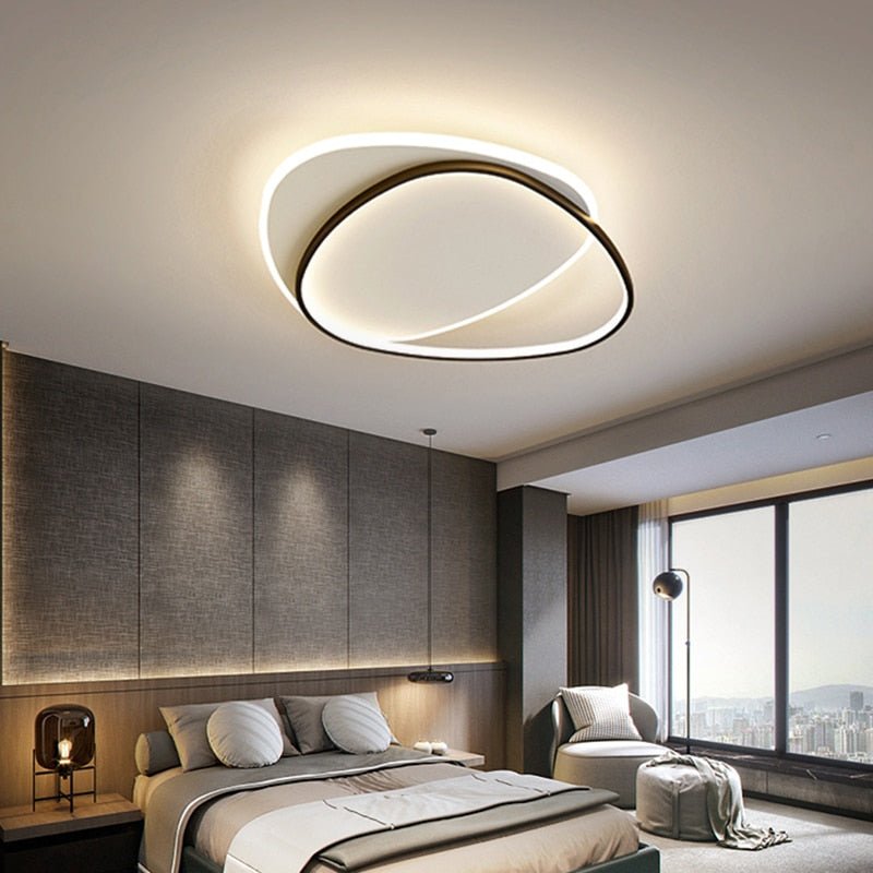 Modern LED Ceiling Light Fixture Geometric Design Dimmable White — Main Image