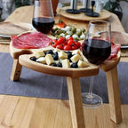 Portable Wooden Outdoor Folding Picnic Table with Wine Glass Holders 35cm — Image 2