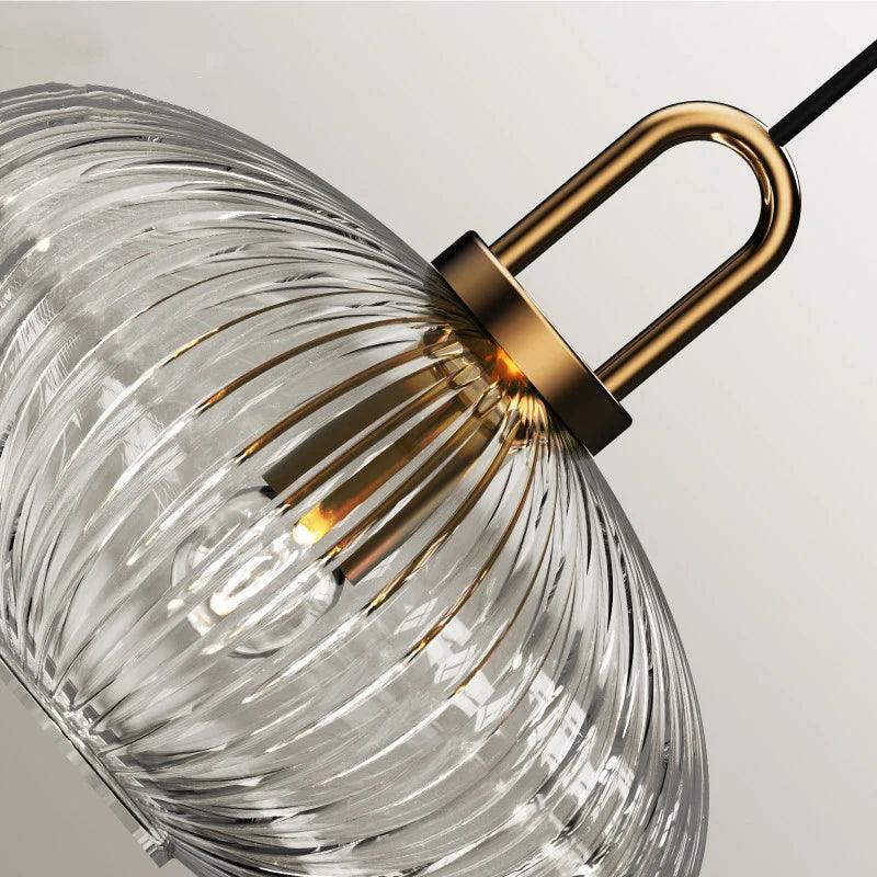Modern Glass Pendant Light Fixture with Brass Finish for Dining Room or Kitchen — Image 5