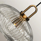 Modern Glass Pendant Light Fixture with Brass Finish for Dining Room or Kitchen — Image 5