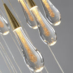 Modern LED Pendant Light Fixture Teardrop Gold Finish Adjustable Height — Image 2