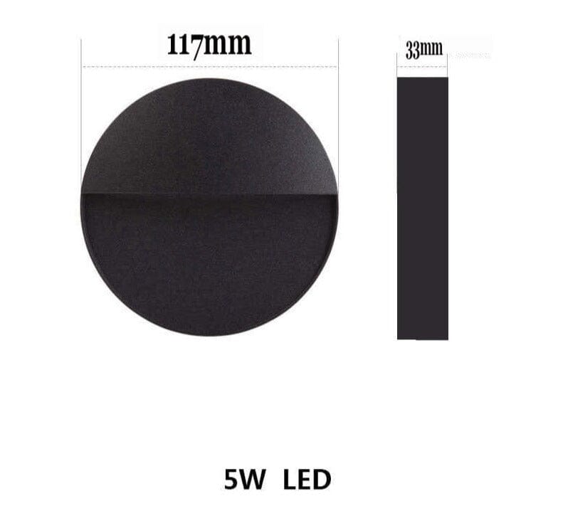Modern LED Wall Light 5W Aluminium Black Round/Square Outdoor Indoor Waterproof — Image 6