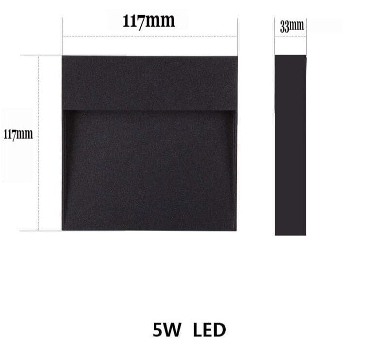 Modern LED Wall Light 5W Aluminium Black Round/Square Outdoor Indoor Waterproof — Image 5