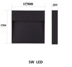 Modern LED Wall Light 5W Aluminium Black Round/Square Outdoor Indoor Waterproof — Image 5
