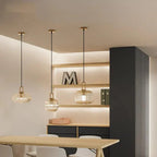 Modern Glass Pendant Light Fixture with Brass Finish for Dining Room or Kitchen — Main Image
