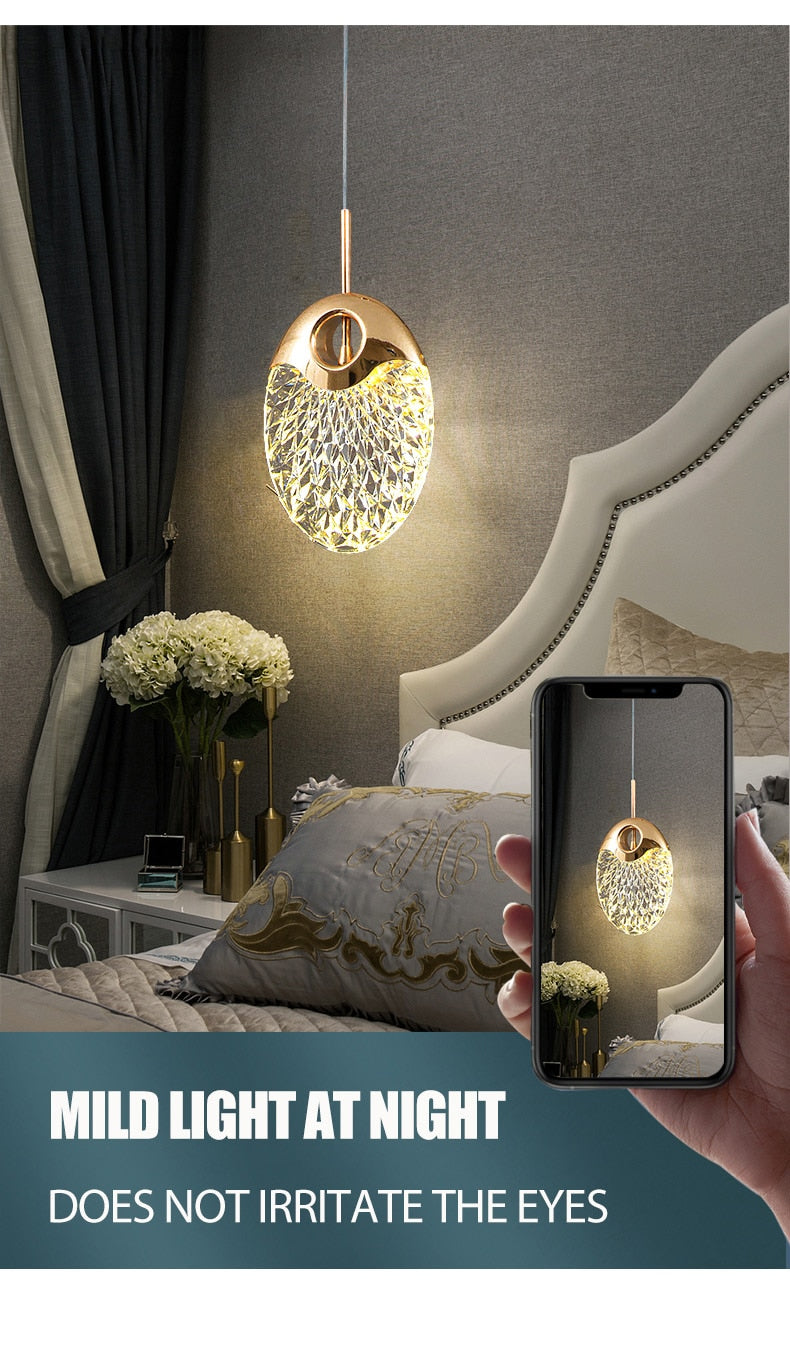 Luxury Acrylic Pendant Light Modern Electroplated Ceiling Lamp Gold — Image 15