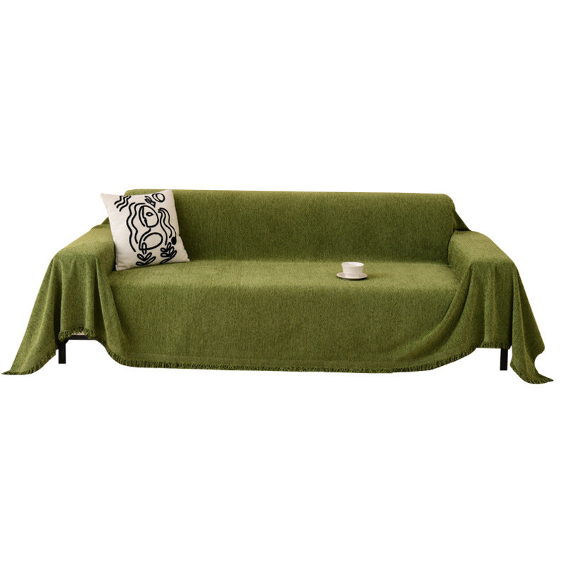 Luxury Sofa Cover Cotton Blend Herringbone Pattern Green Washable Protector — Image 20